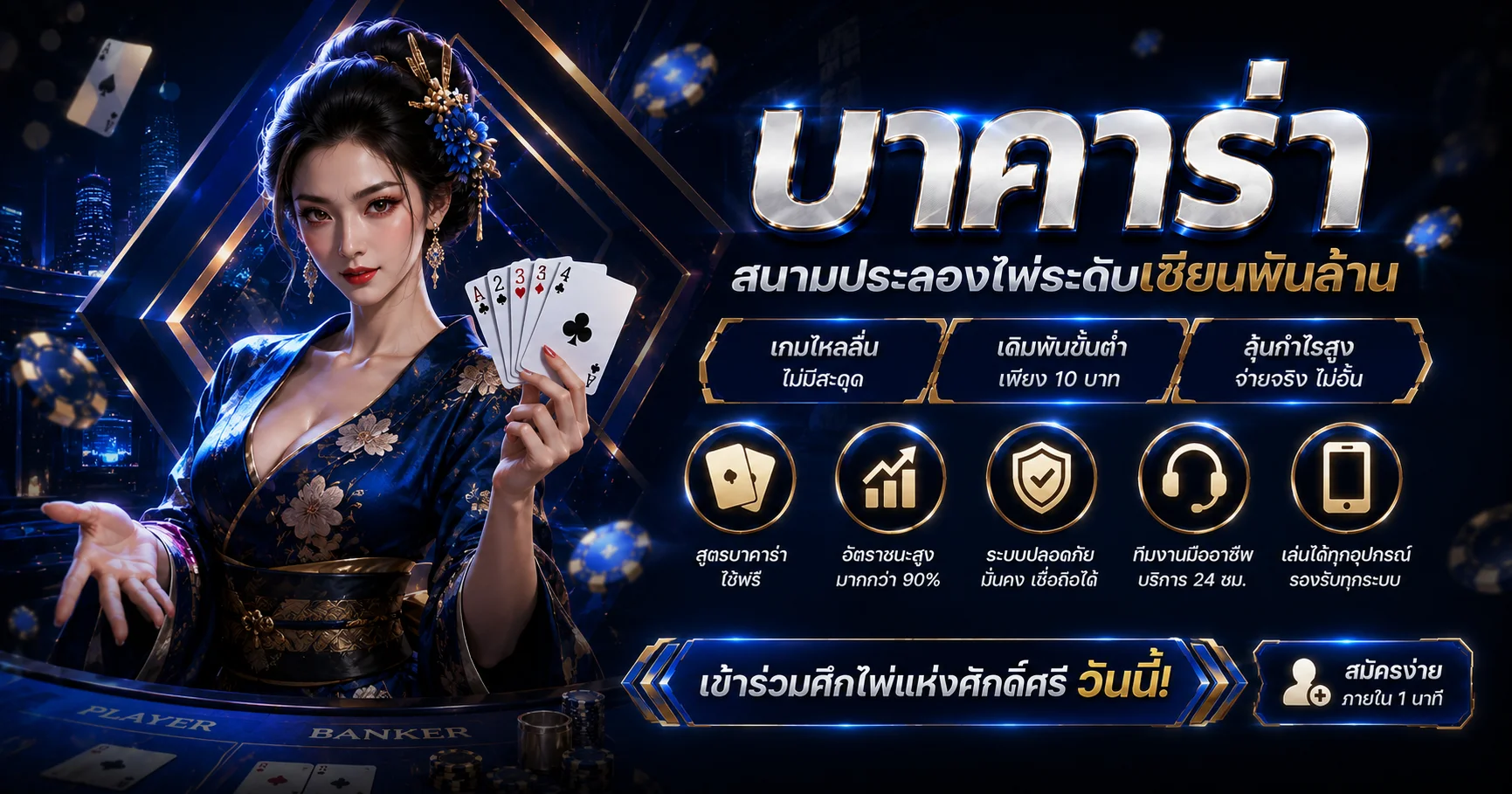 โต๊ะคาสิโนออนไลน์บาคาร่าสดของ next789 ถ่ายทอดสดจากบ่อนจริง